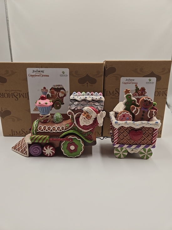 Jim Shore Other - Jim Shore "Gingerbread Christmas" Train Engine And Railway Car Figurines